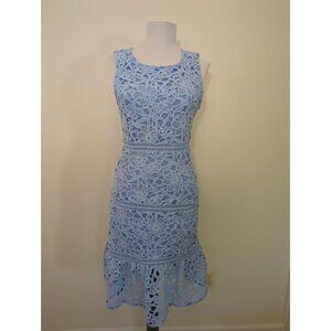 AQUA Light Blue Lace Sleeveless Tiered Midi Dress Size S